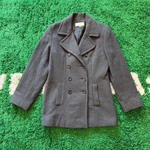 Jones‎ Sport Women's Gray Wool Blend Double Breasted Pea Coat Jacket Size 6